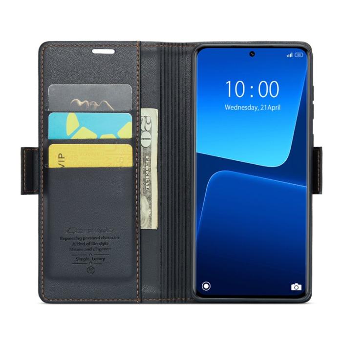 Caseme - CASEME Xiaomi 13 Pro 5G Plånboksfodral Konstläder RFID-Skydd Svart