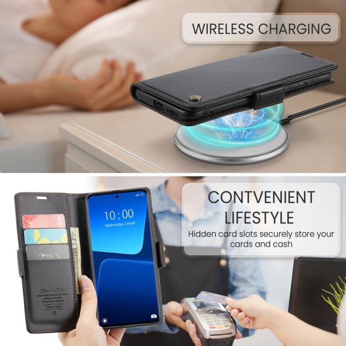 Caseme - CASEME Xiaomi 13 Pro 5G Plånboksfodral Konstläder RFID-Skydd Svart