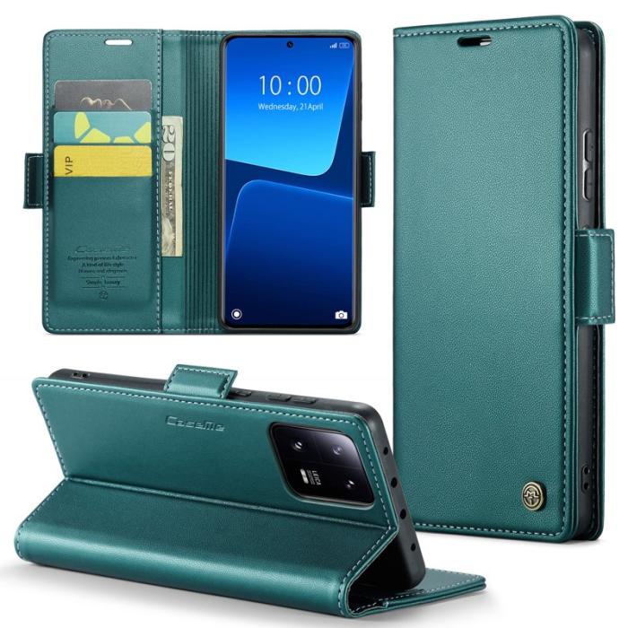 Caseme - CASEME Xiaomi 13 Pro 5G Plånboksfodral Konstläder RFID-Skydd Grön