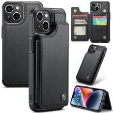 Caseme - CASEME C22 iPhone 14 Plus Fodral KonstL&auml;der RFID-Skydd- Svart