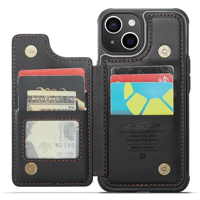 Caseme - CASEME C22 iPhone 14 Plus Fodral KonstLäder RFID-Skydd- Svart