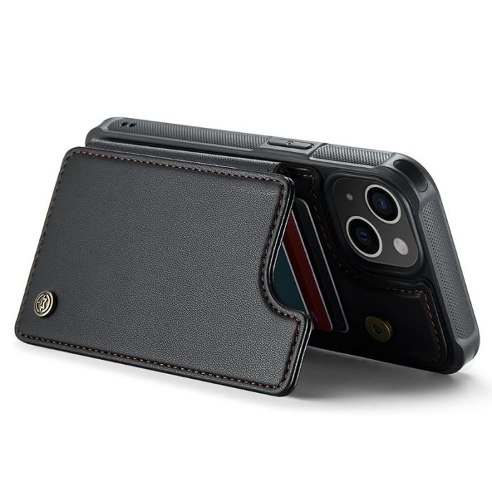 Caseme - CASEME C22 iPhone 14 Plus Fodral KonstLäder RFID-Skydd- Svart