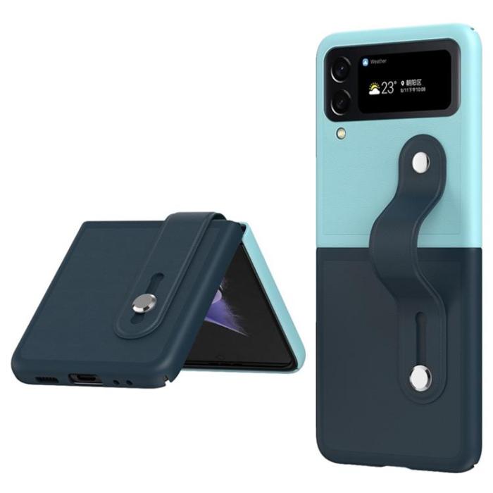 A-One Brand - Galaxy Z Flip 4 Skal Wrist Band Kickstand - Blå