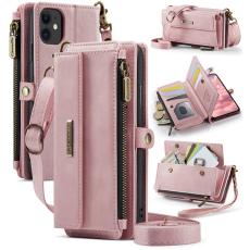 Caseme - CASEME iPhone 11 Konstl&auml;der Pl&aring;nboksfodral med RFID-Skydd - Rosa