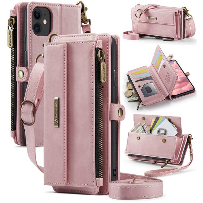 Caseme - CASEME iPhone 11 Konstläder Plånboksfodral med RFID-Skydd - Rosa