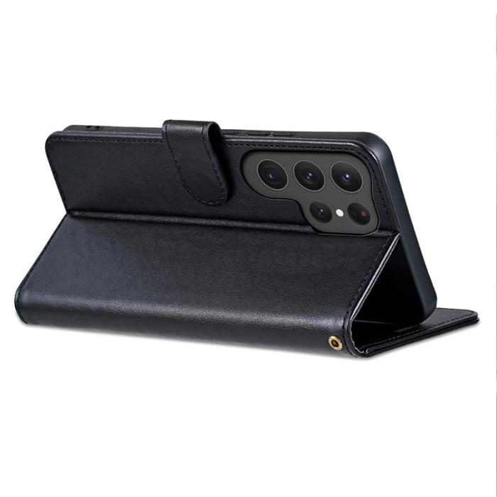 AZNS - AZNS Samsung Galaxy S25 Ultra Plånboksfodral Anti-Scratch Konstläder - Svart