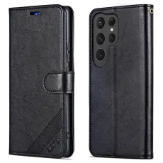 AZNS - AZNS Samsung Galaxy S25 Ultra Pl&aring;nboksfodral Anti-Scratch Konstl&auml;der - Svart