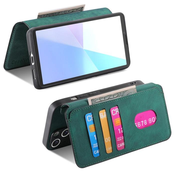 CASENEO - CASENEO Sony Xperia 10 VI Magnetiskt Plånboksfodral Konstläder - Grön