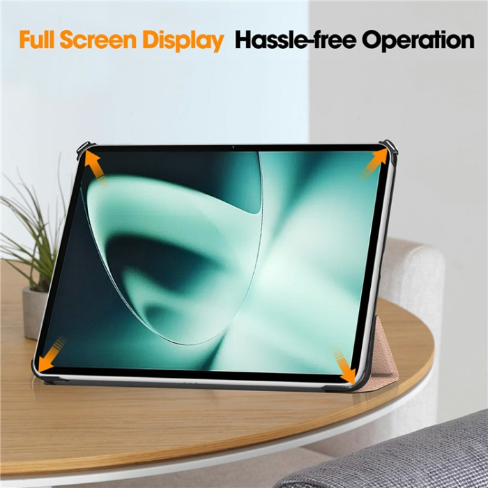 A-One Brand - OnePlus Pad Fodral Smart Tri-Fold Stand PU-Läder - Rosa Guld