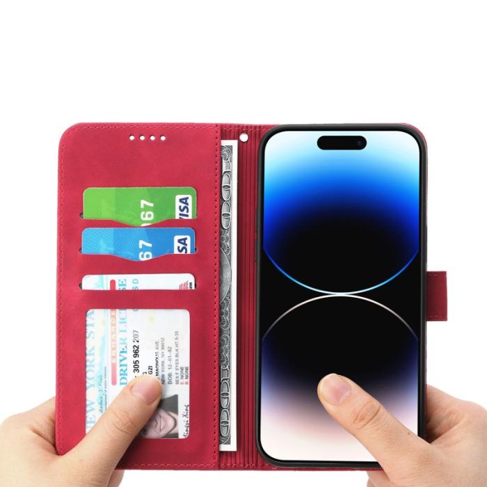 DIERFENG - DIERFENG DF-03 iPhone 14 Pro Max Plånboksfodral Konstläder - Röd
