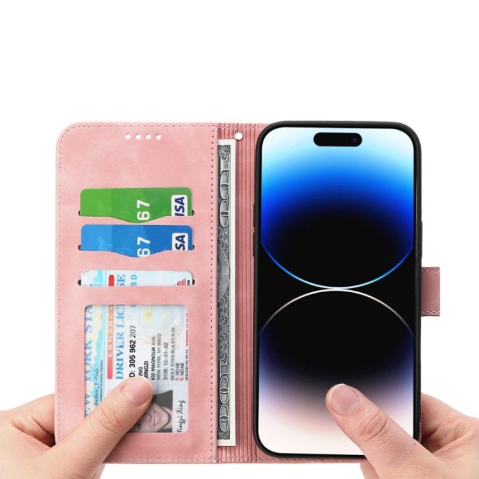 DIERFENG - DIERFENG DF-03 iPhone 14 Pro Max Plånboksfodral Konstläder - Rosa