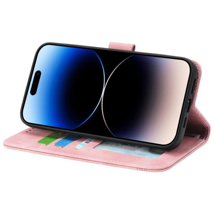 DIERFENG - DIERFENG DF-03 iPhone 14 Pro Max Plånboksfodral Konstläder - Rosa