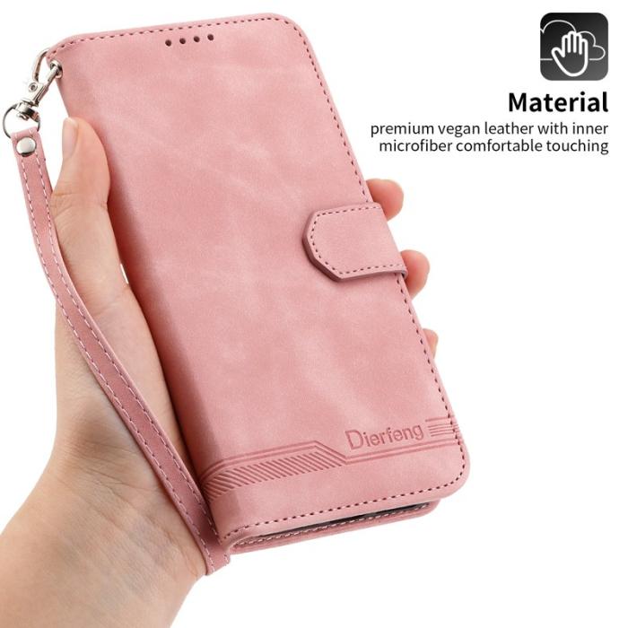 DIERFENG - DIERFENG DF-03 iPhone 14 Pro Max Plånboksfodral Konstläder - Rosa