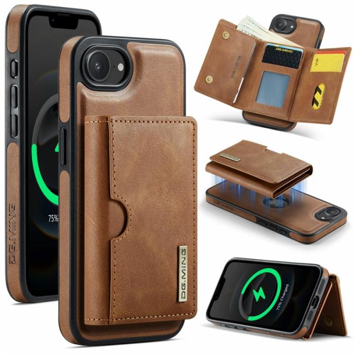DG.MING - DG.MING M6 Series Mobilskal till iPhone 16e Magnetiskt Plånboksfodral Brun