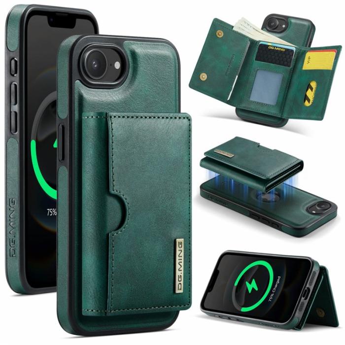 DG.MING - DG.MING M6 Series Mobilskal till iPhone 16e Magnetiskt Plånboksfodral Grön