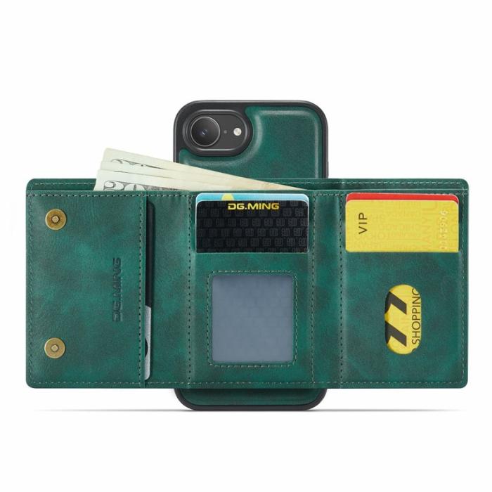 DG.MING - DG.MING M6 Series Mobilskal till iPhone 16e Magnetiskt Plånboksfodral Grön