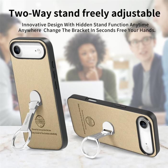 CASENEO - D.G Ming iPhone Air Fodral Fällbart Ställ Twill Konstläder - Khaki
