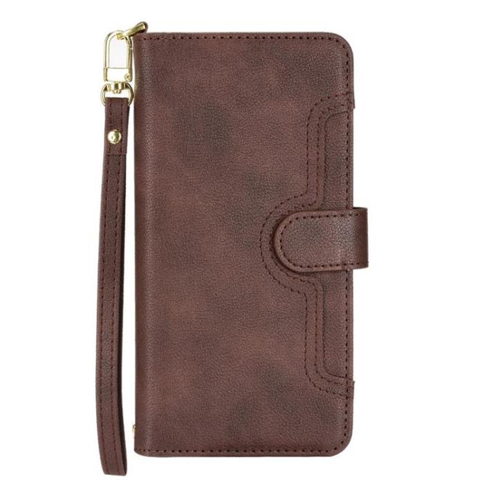 A-One Brand - Galaxy Z Fold 4 Plånboksfodral Zipper Magnetic - Brun