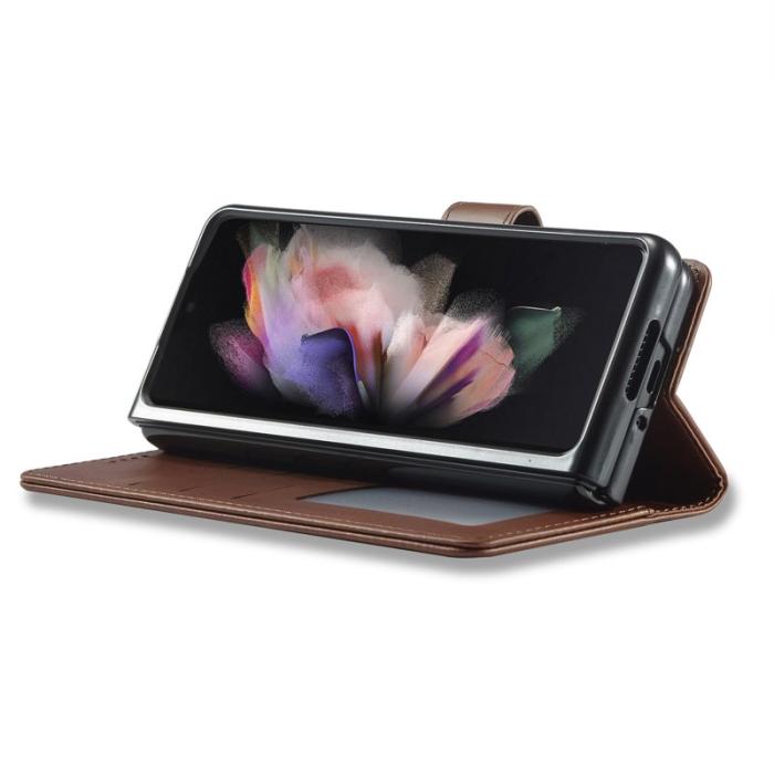 LC.imeeke - LC.IMEEKE Plånboksfodral för Samsung Galaxy Z Fold3 5G - Konstläder - Brun