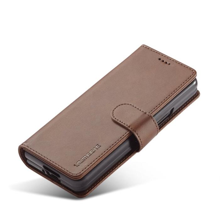LC.imeeke - LC.IMEEKE Plånboksfodral för Samsung Galaxy Z Fold3 5G - Konstläder - Brun