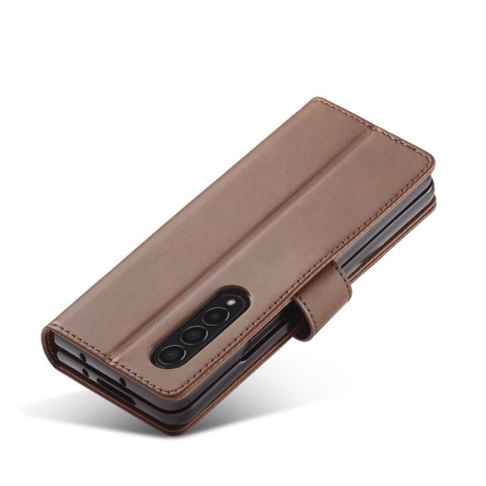 LC.imeeke - LC.IMEEKE Plånboksfodral för Samsung Galaxy Z Fold3 5G - Konstläder - Brun