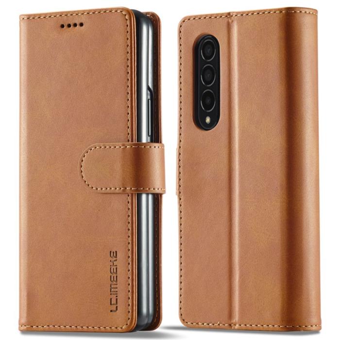 LC.imeeke - LC.IMEEKE Plånboksfodral för Samsung Galaxy Z Fold3 5G - Konstläder - Ljusbrun