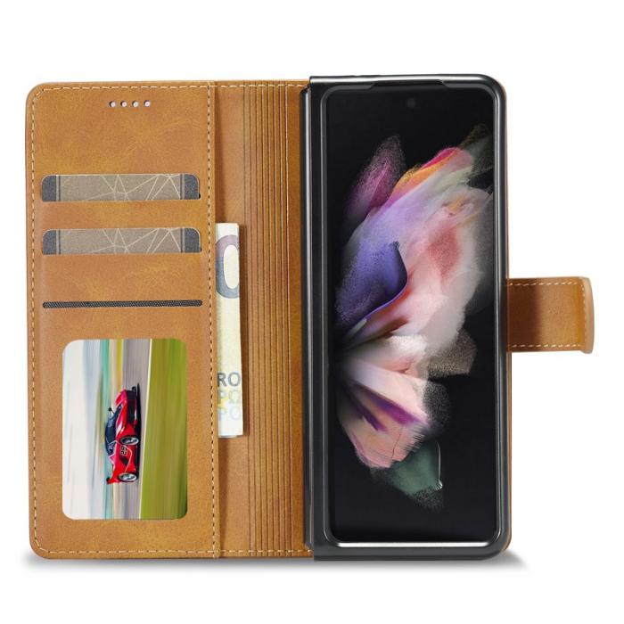 LC.imeeke - LC.IMEEKE Plånboksfodral för Samsung Galaxy Z Fold3 5G - Konstläder - Ljusbrun