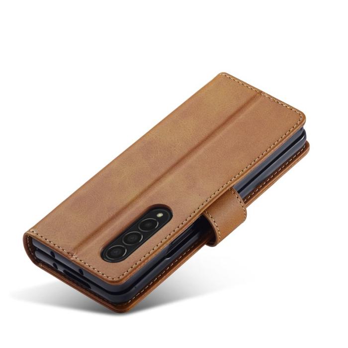LC.imeeke - LC.IMEEKE Plånboksfodral för Samsung Galaxy Z Fold3 5G - Konstläder - Ljusbrun