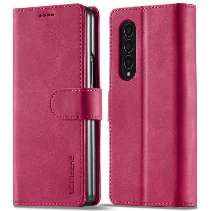 LC.imeeke - LC.IMEEKE Plånboksfodral för Samsung Galaxy Z Fold3 5G - Konstläder - Rosa