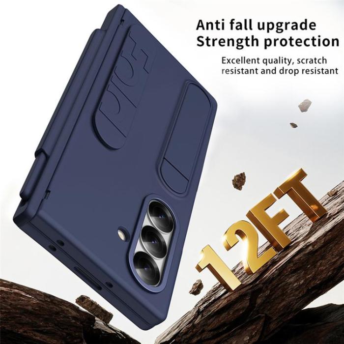 A-One Brand - Mobilskal För Galaxy Z Fold 8 Kortfack Kickstand med Skärmskydd - Blå