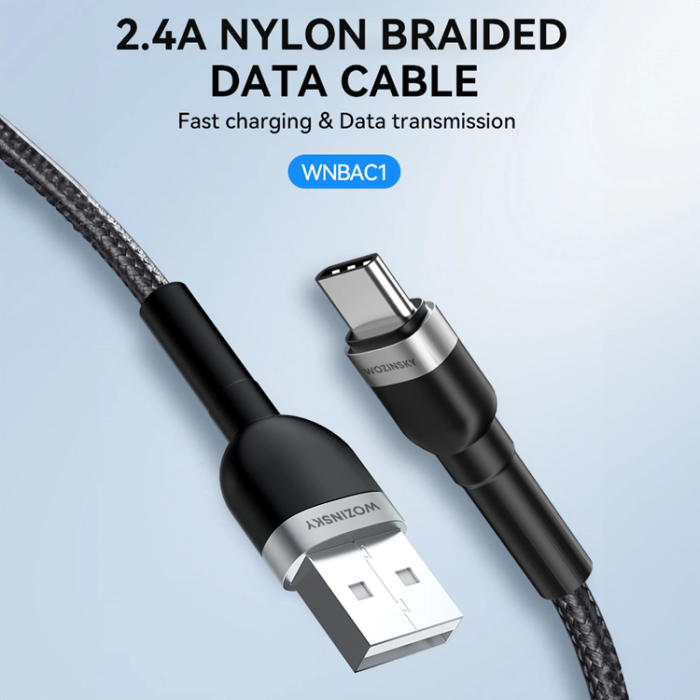 Wozinsky - Wozinsky USB-C till USB-A kabel 2.4A 1m - Svart