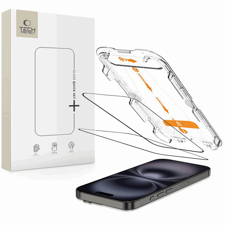 [2-Pack] Tech-Protect iPhone 15/16 Härdat Glas Skärmskydd Quick Set | 5468 | AlltMobil
