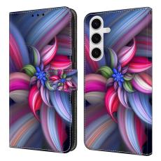 OEM - Samsung Galaxy S26 Plus Fodral 3D M&ouml;nster PU L&auml;der - F&auml;rgglada Blommor