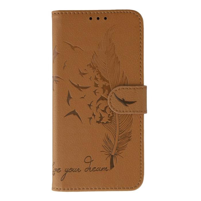 OEM - Samsung Galaxy S26 Fodral Konstläder Feather Imprint - Brun