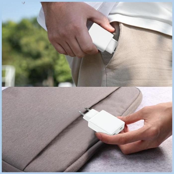 4smarts - 4smarts Snabbladdare 30W 2xUSB-C GaN FlatPlug Slim - Vit