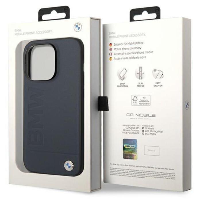 BMW - BMW iPhone 14 Pro Max Mobilskal Magsafe Läder Hot Stamp