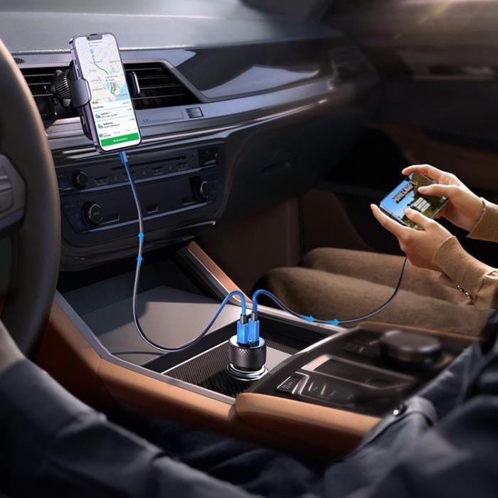 Joyroom - Joyroom Billaddare 70W 2x USB-C Med LED - Svart