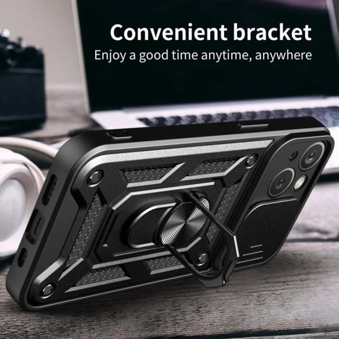 OEM - iPhone 14 Plus Skal Kameraskydd Kickstand - Svart