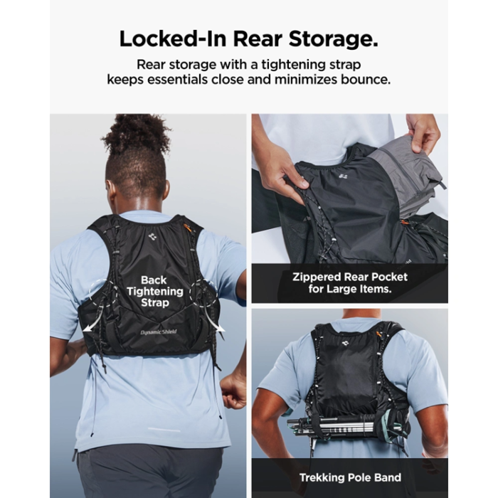 Spigen - Spigen A721 Dynamic Shield Löparväst (L-XL) + Mjuk Kolv Svart