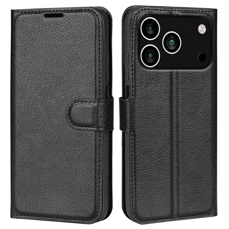 AMORUS iPhone 17 Pro Max Plånboksfodral Flipstativ Litchi - Svart | 2353 | AlltMobil