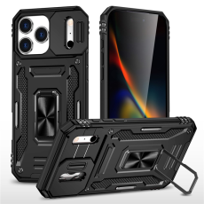 A-One Brand - iPhone 17 Pro Max Mobilskal Kickstand Lens Lid - Svart