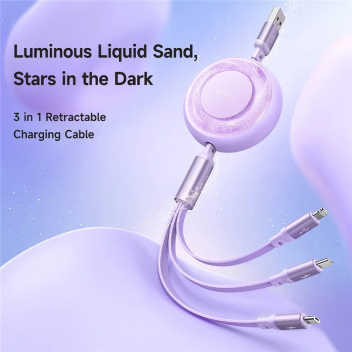 MCDODO - MCDODO Retractable 3in1 USB/USB-C/MicroUSB/Lightning Kabel 1M