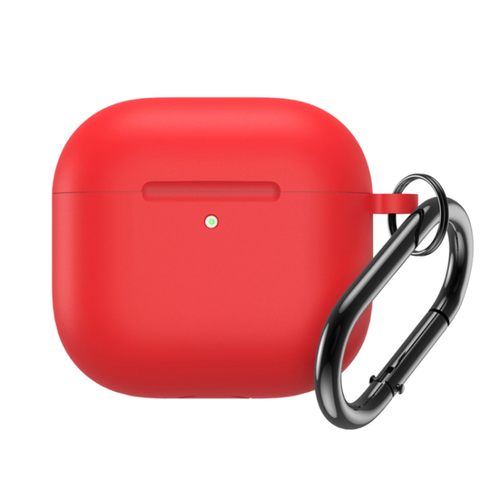 OEM - Airpods 4 Skal Silikon med Carabiner - Röd