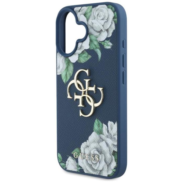 Guess - Guess iPhone 16 Mobilskal Grained Roses Big 4G logo - Blå
