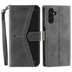 OEM - Samsung Galaxy S26 Fodral &Auml;kta L&auml;der Splicing - Gr&aring;
