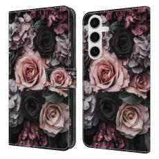OEM - Samsung Galaxy S26 Plus Fodral &Auml;kta L&auml;der M&ouml;nstertryck - Kinesisk Ros