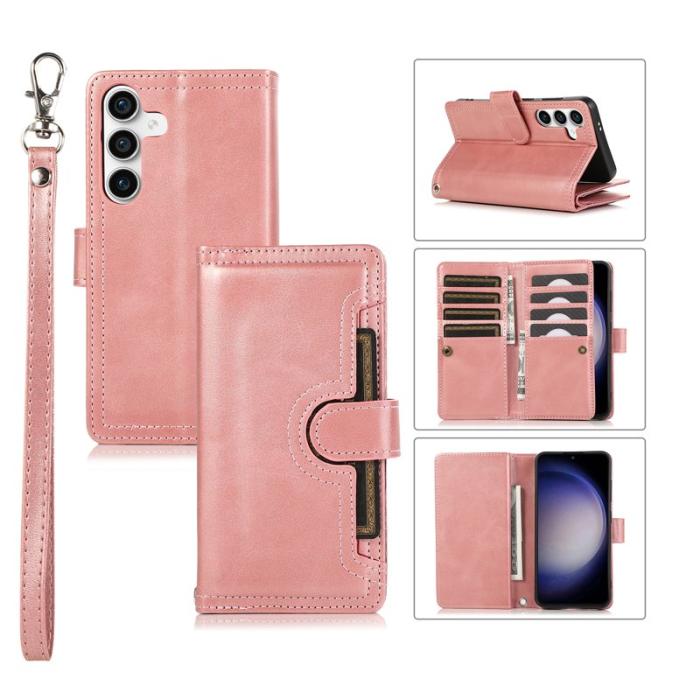 OEM - Samsung Galaxy S26 Plånboksfodral Äkta Läder Magnetiskt Skydd - Roséguld
