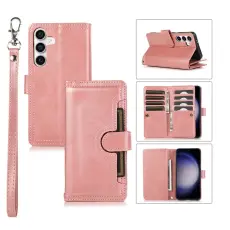 OEM - Samsung Galaxy S26 Pl&aring;nboksfodral &Auml;kta L&auml;der Magnetiskt Skydd - Ros&eacute;guld