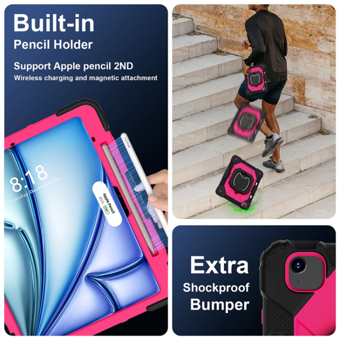 A-One Brand - iPad Air 13(2025/2024) Skal Kickstand - Svart/Rosa