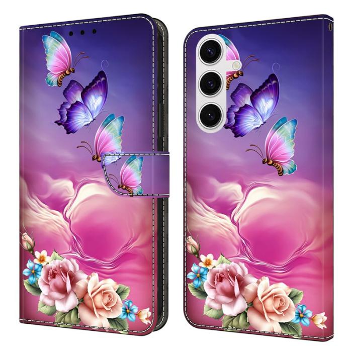 OEM - Samsung Galaxy S26 Plånboksfodral TPU + Konstläder Flip - Fjäril Blomma